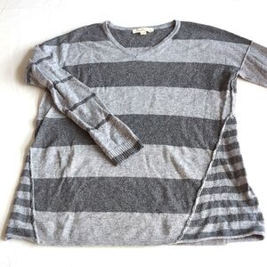 Lovestitch♡ Striped Angora Wool Blend Gray Sweater Women's Size Medium